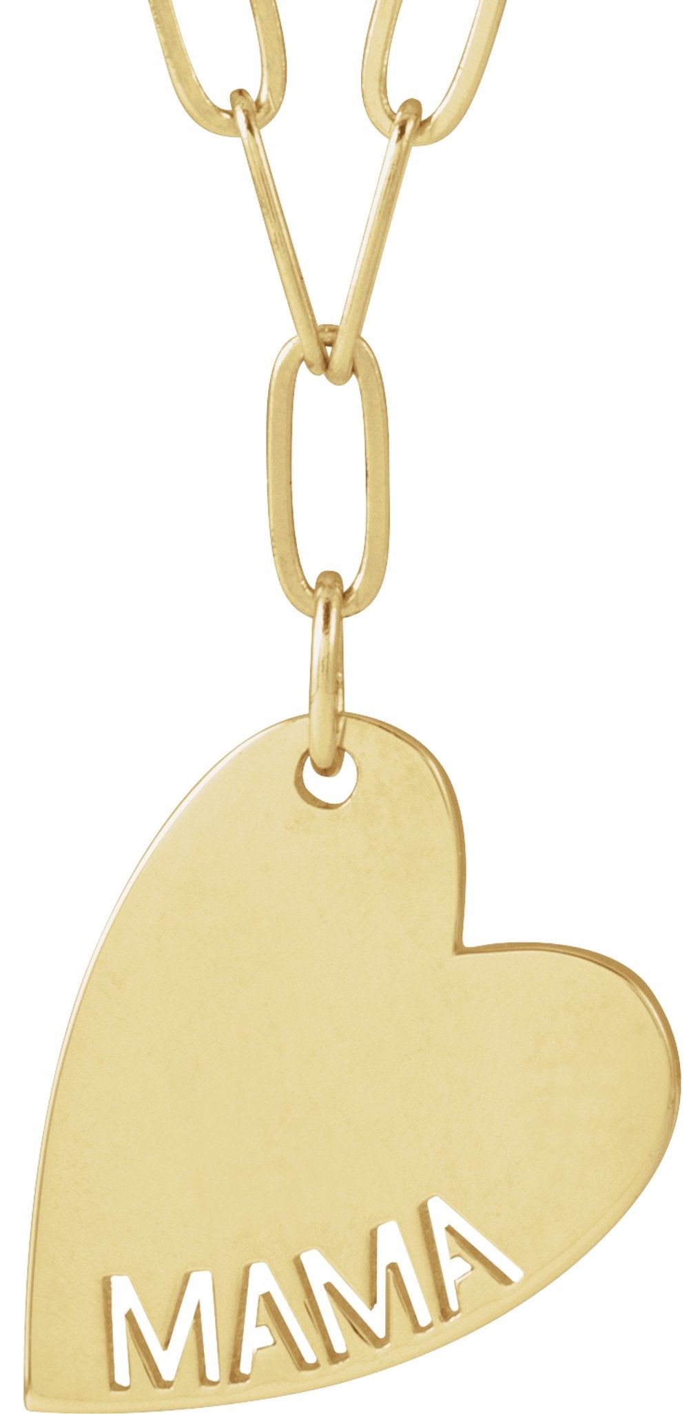 14K Yellow Gold Mama Heart 18" Necklace
