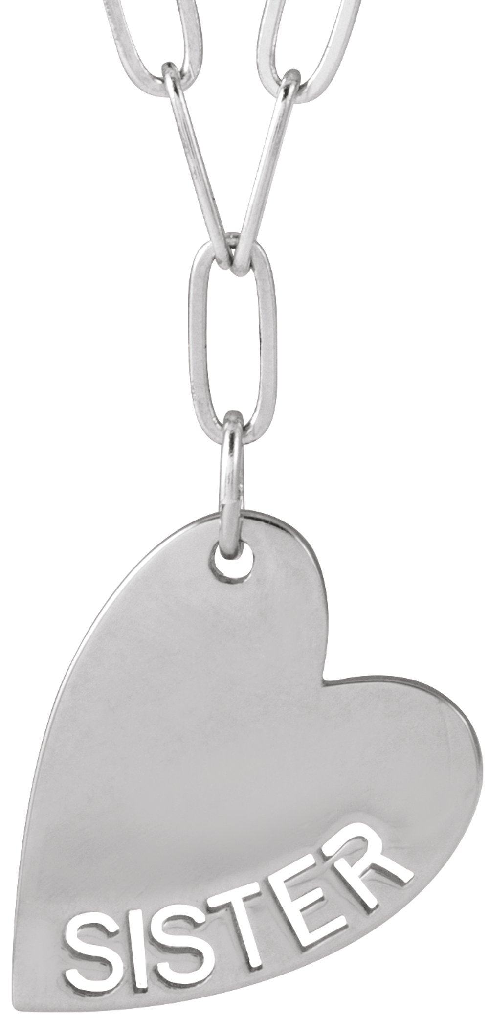14K White Gold Sister Heart 18" Necklace