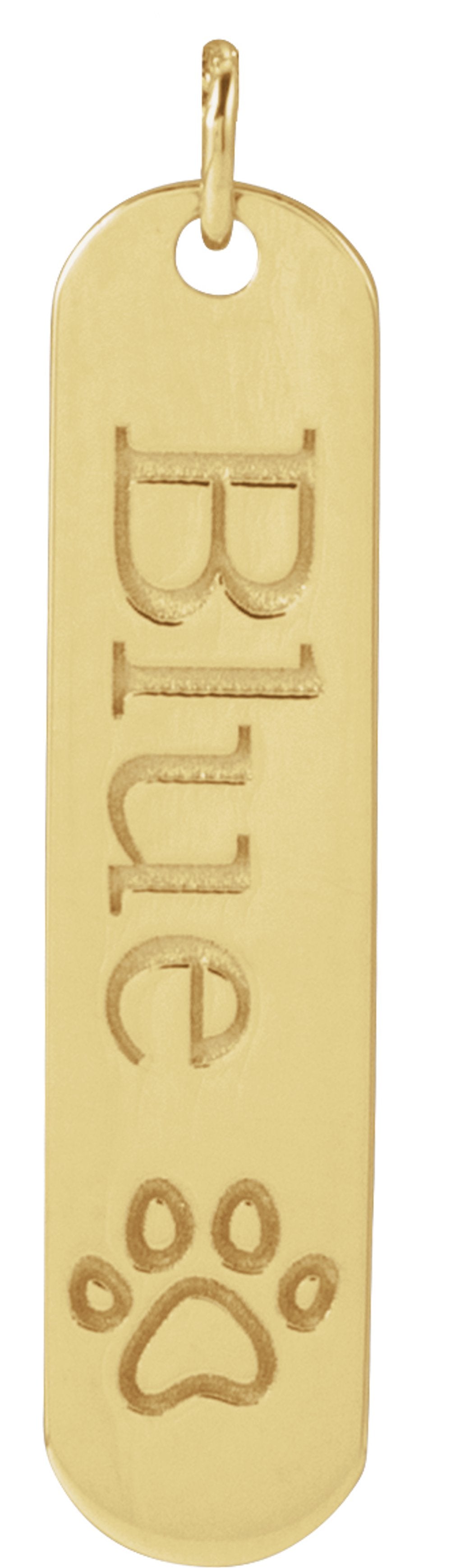14K Yellow Engravable Paw Print Pendant