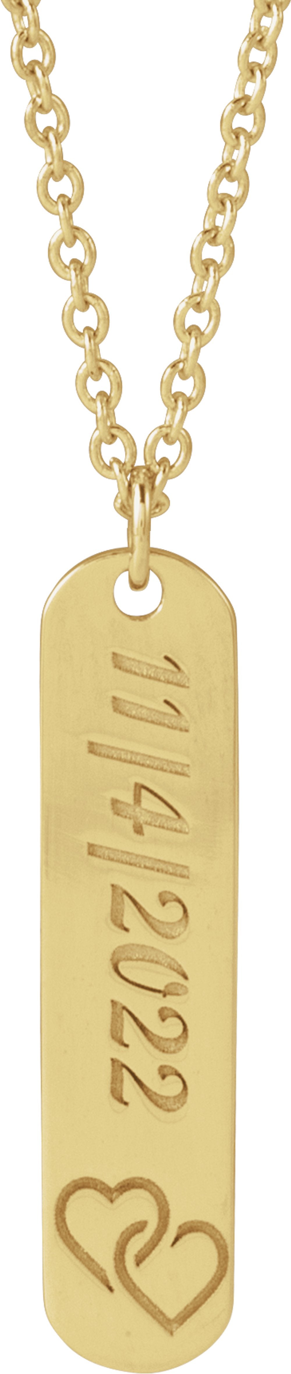 14K Yellow Engravable Interlocking Hearts 16-18" Necklace