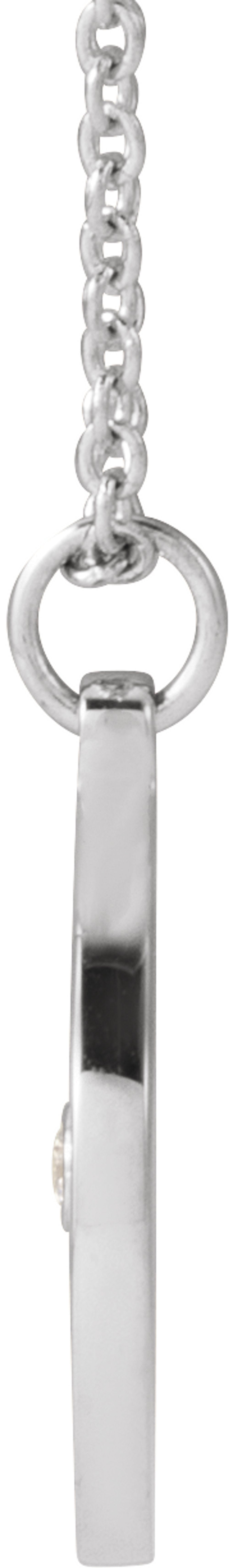 14K White .015 CT Natural Diamond Compass 16-18" Necklace