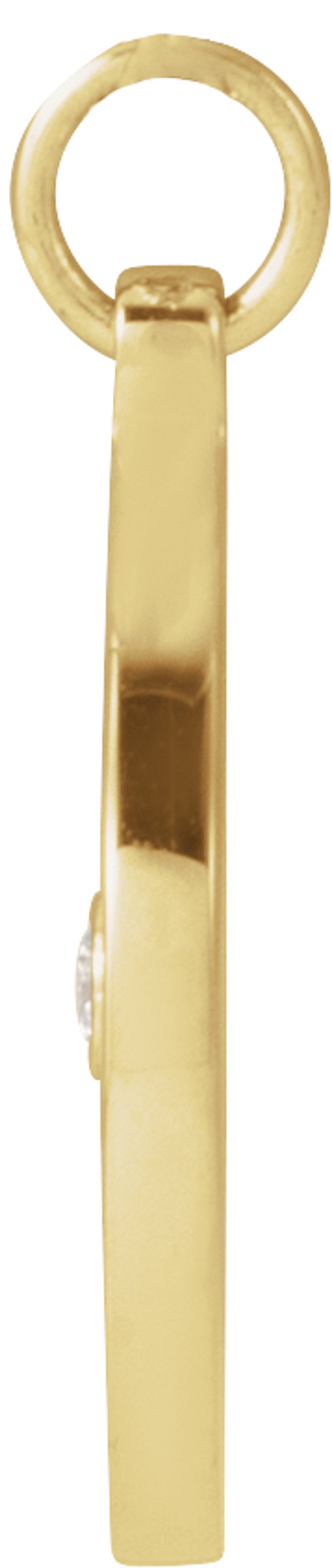 14K Yellow Gold .015 CT Natural Diamond Compass Pendant