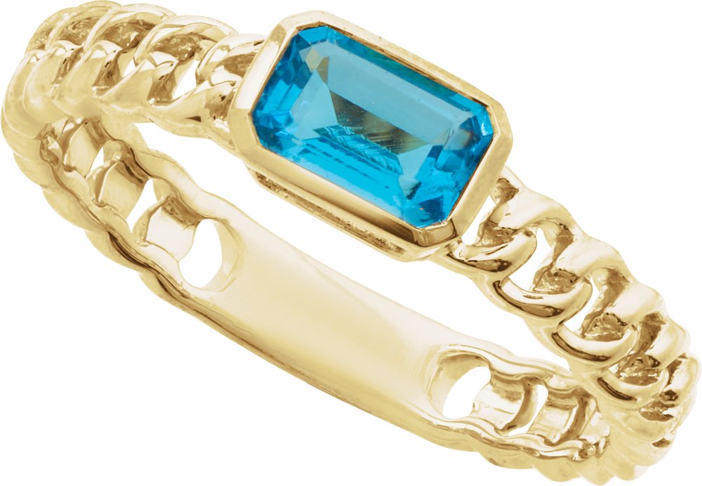 14K Yellow Gold Natural Sky Blue Topaz Ring