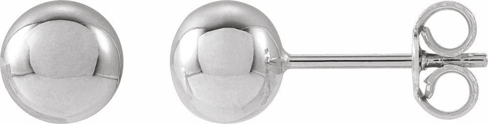 14K White Gold 6 mm Ball Earrings