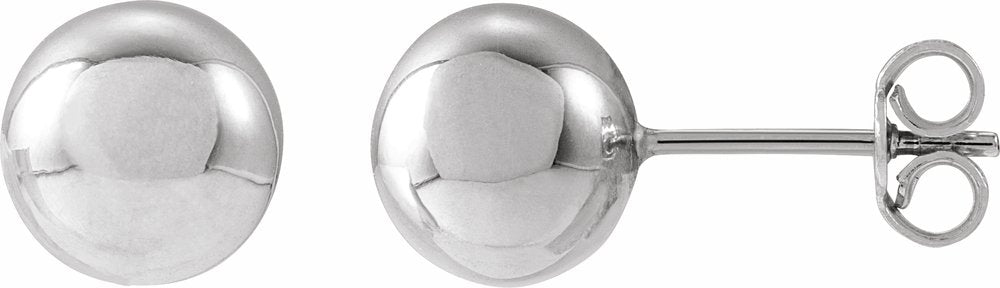 14K White Gold 8 mm Ball Earrings