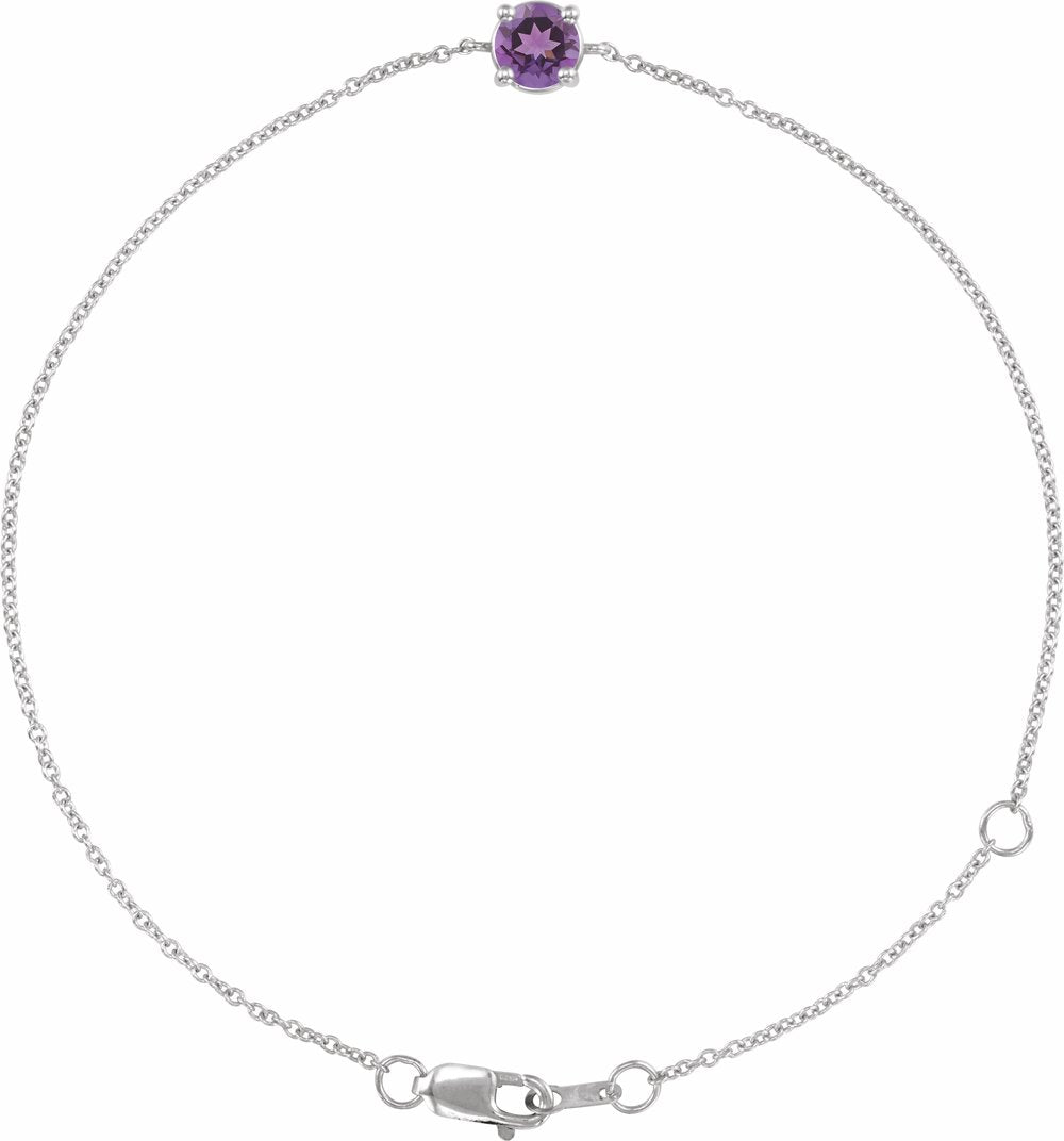 14K White Gold Natural Amethyst 6 1/2-7-1/2" Bracelet