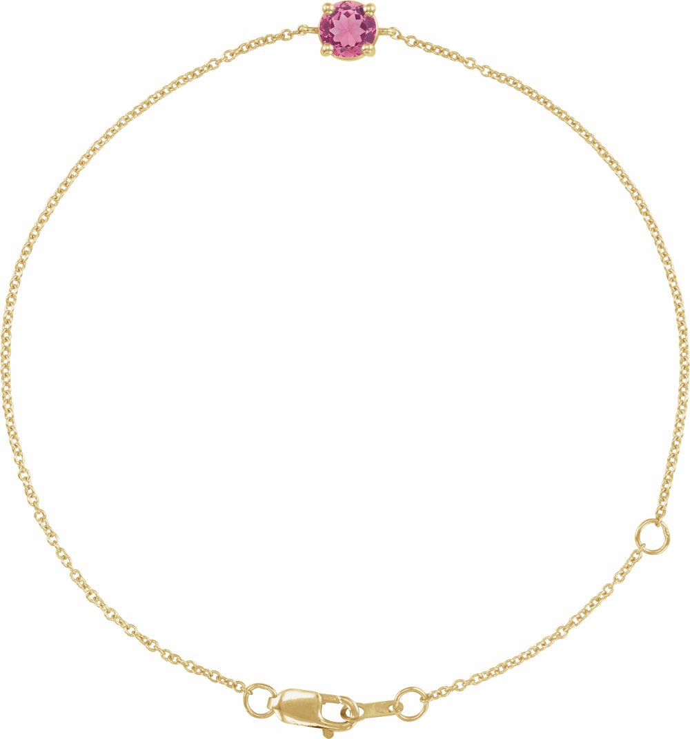 14K Yellow Gold Natural Pink Tourmaline 6 1/2-7-1/2" Bracelet