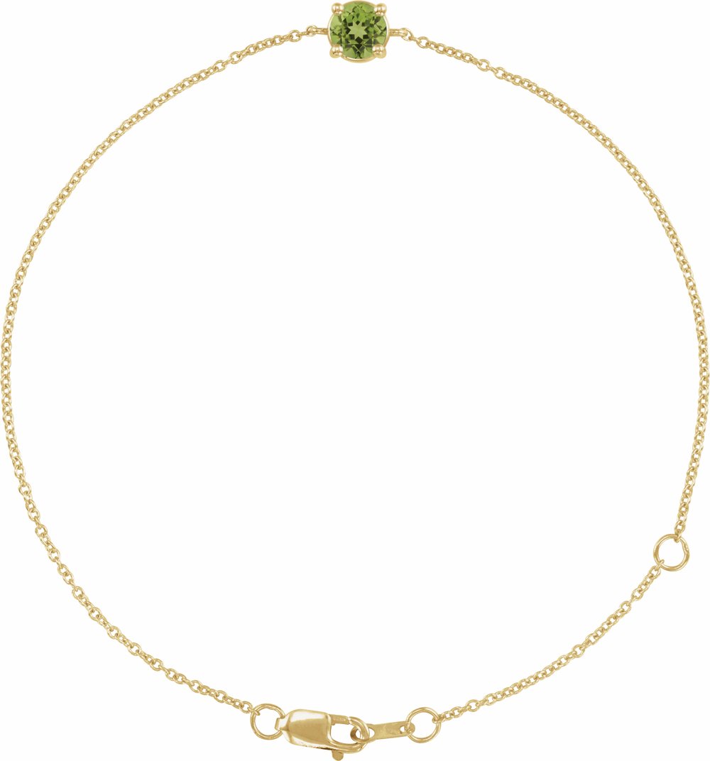 14K Yellow Gold Natural Peridot 6 1/2-7-1/2" Bracelet