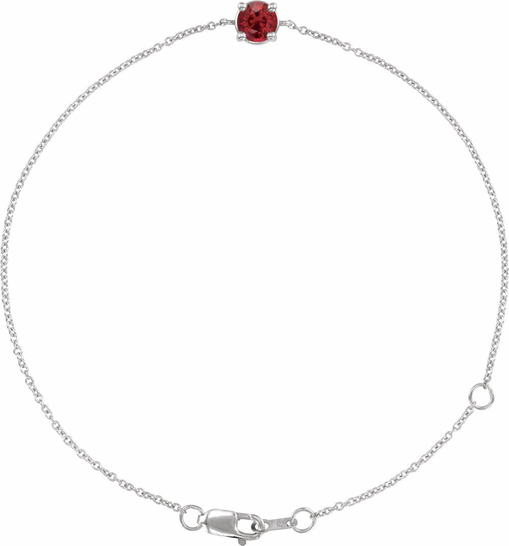 Sterling Silver Natural Ruby 6 1/2-7-1/2" Bracelet