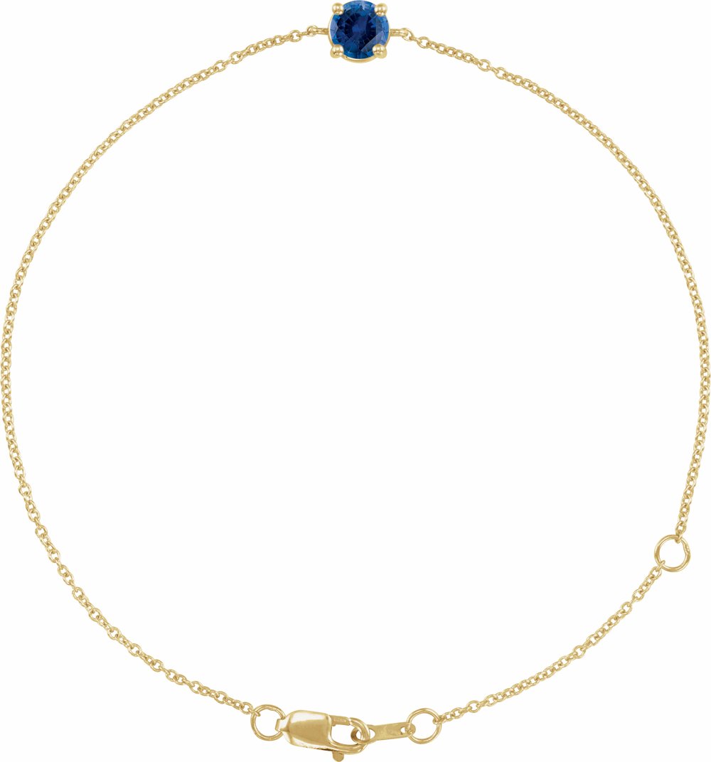 14K Yellow Natural Blue Sapphire 6 1/2-7-1/2" Bracelet