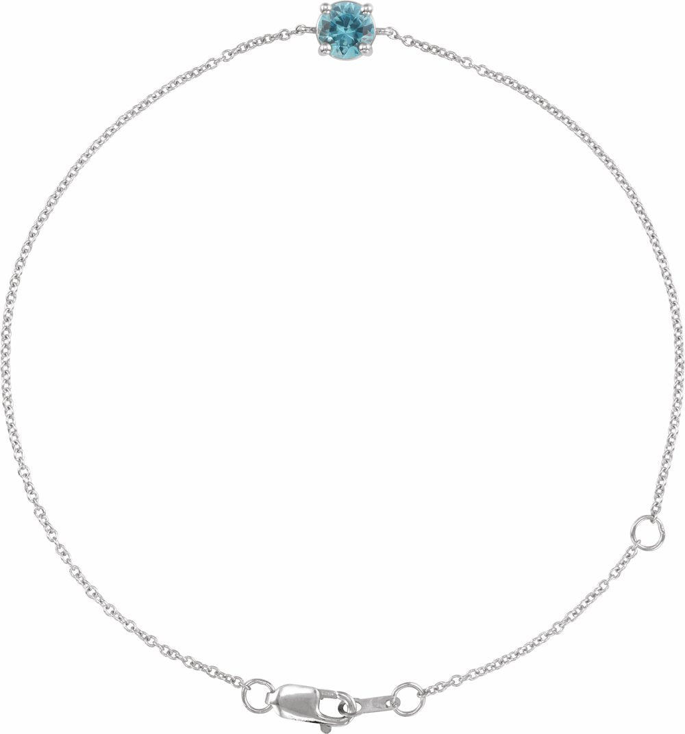 14K White Natural Blue Zircon 6 1/2-7-1/2" Bracelet