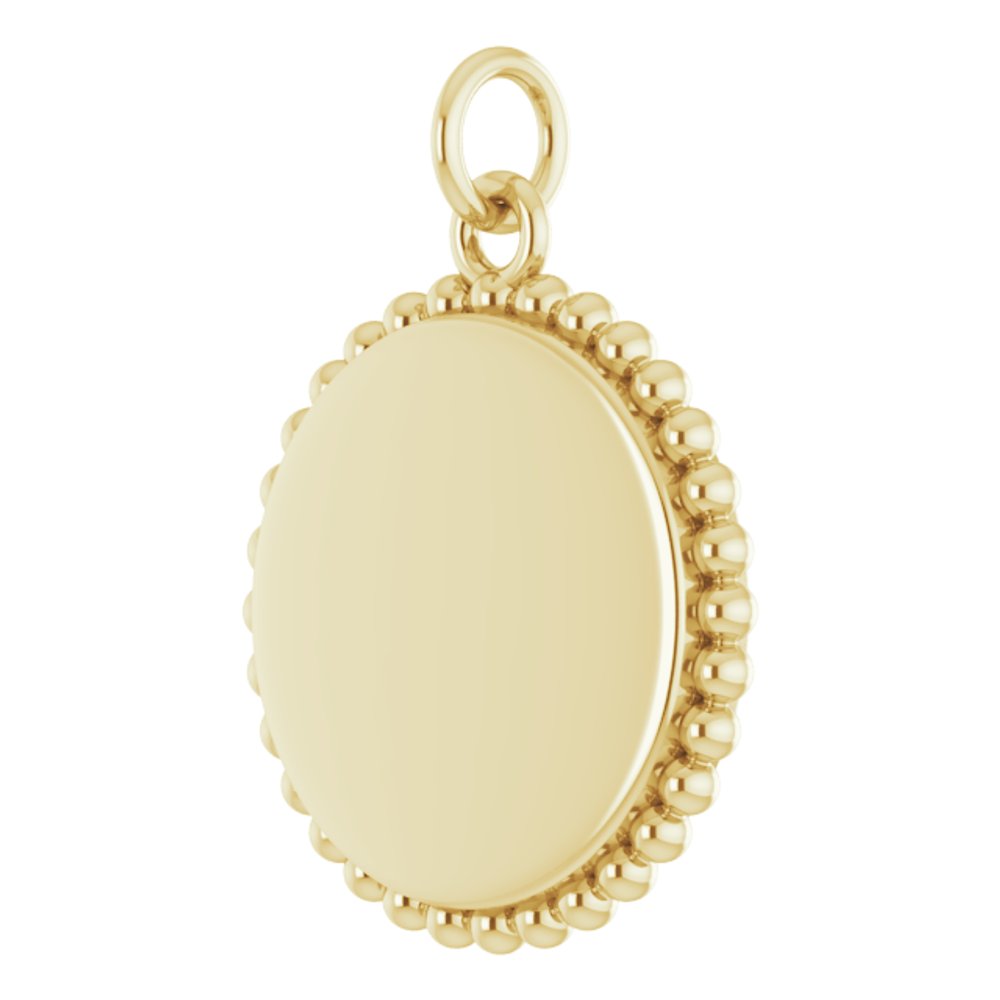 14K Yellow Gold Engravable Beaded Disc Charm/Pendant