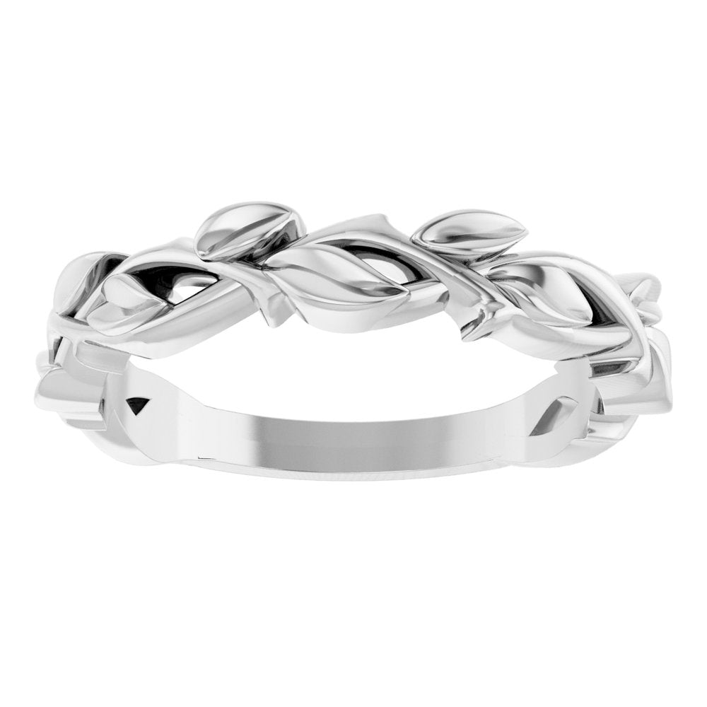 14K White Gold 4 mm Floral Band
