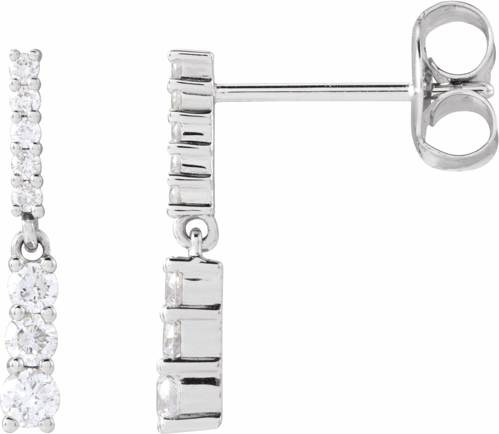14K White Gold 1/4 CTW Natural Diamond Dangle Earrings