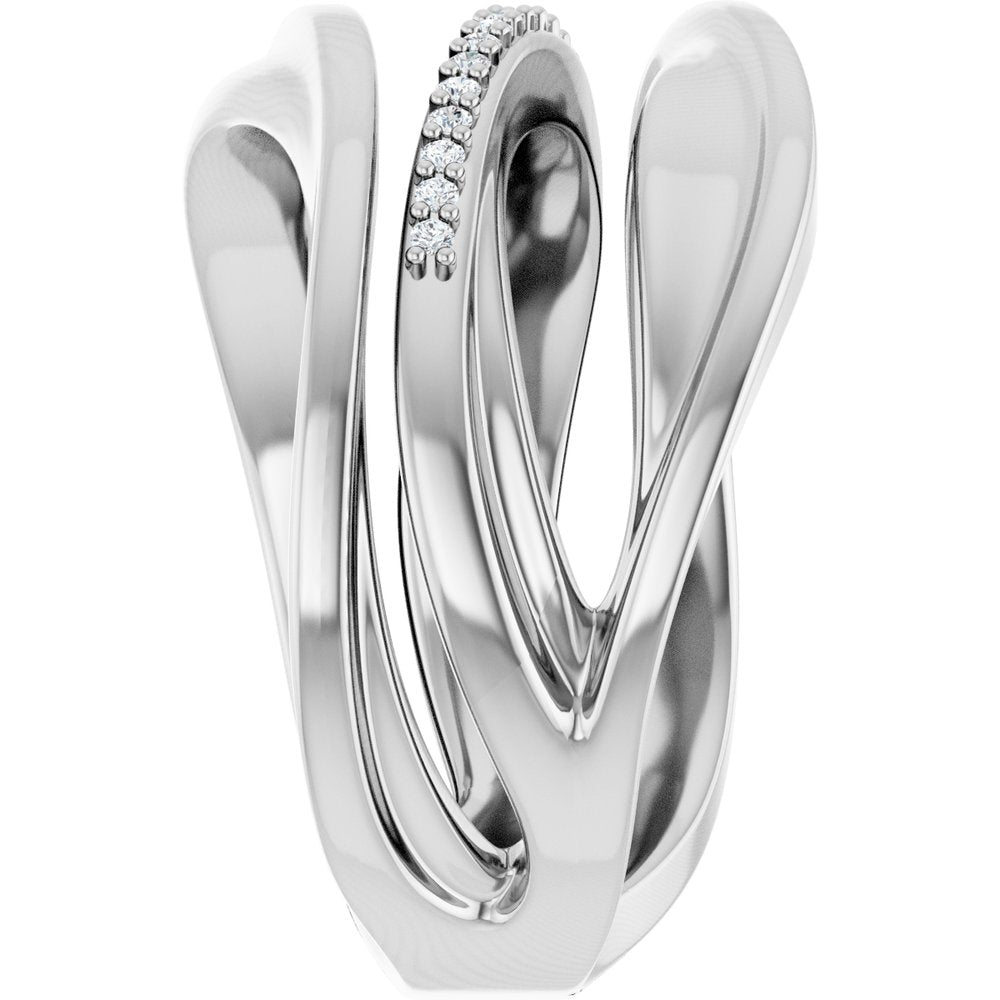 14K White Gold .07 CTW Natural Diamond Freeform Ring
