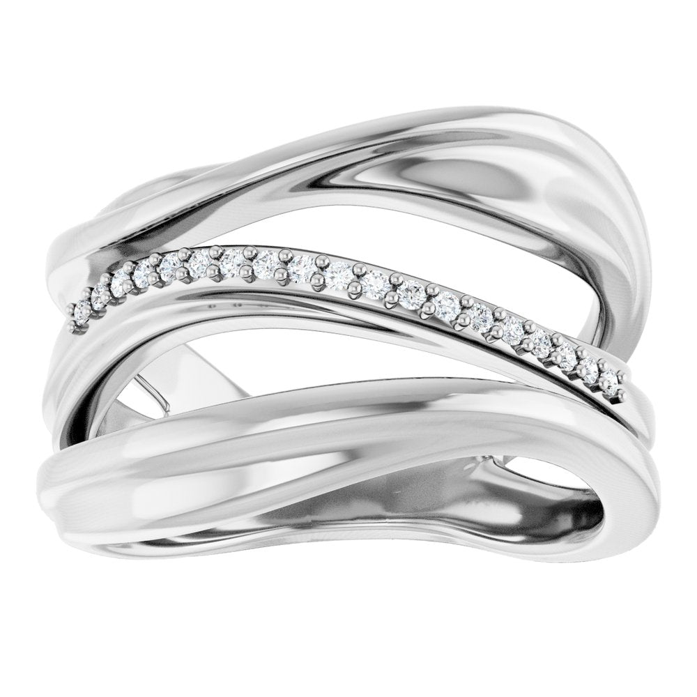 14K White Gold .07 CTW Natural Diamond Freeform Ring