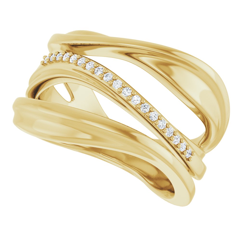 14K Yellow Gold .07 CTW Natural Diamond Freeform Ring