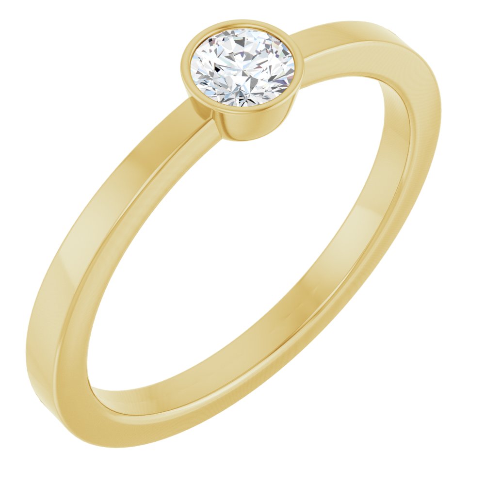 14K Yellow Gold 1/5 CT Natural Diamond Ring
