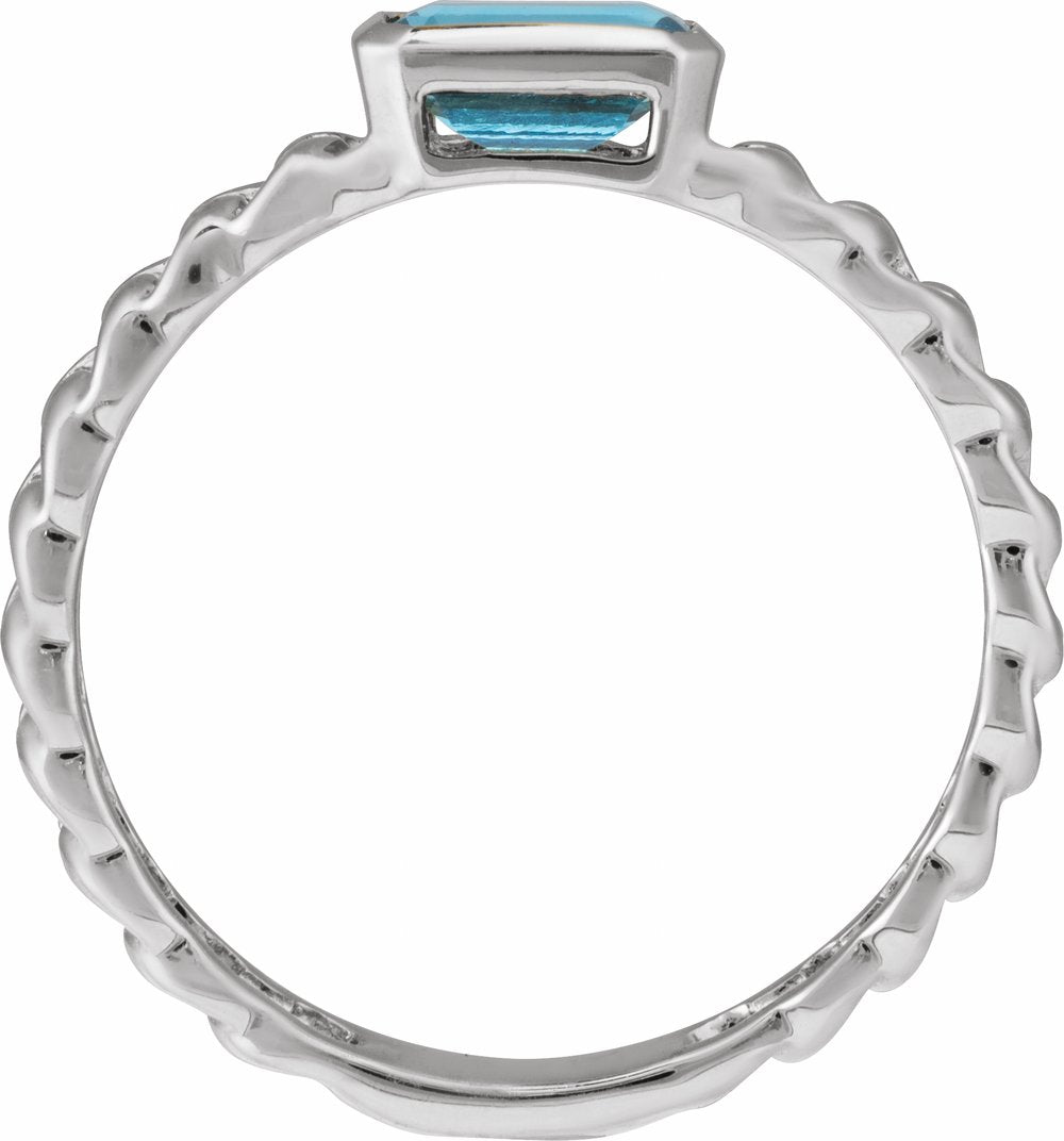 14K White Gold Natural Sky Blue Topaz Ring