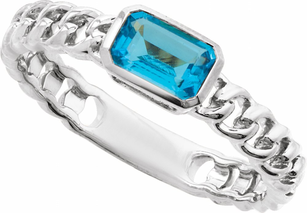 14K White Gold Natural Sky Blue Topaz Ring