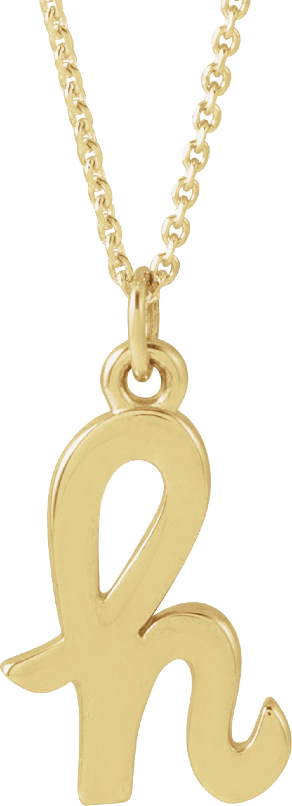 14K Yellow Gold Petite Initial H 16" Necklace