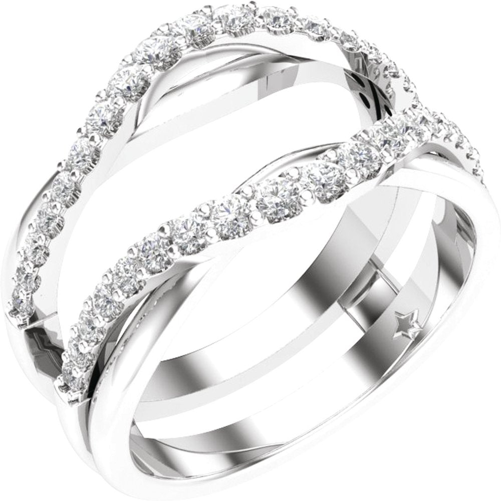 14K White Gold 1/2 CTW Natural Diamond Ring Guard
