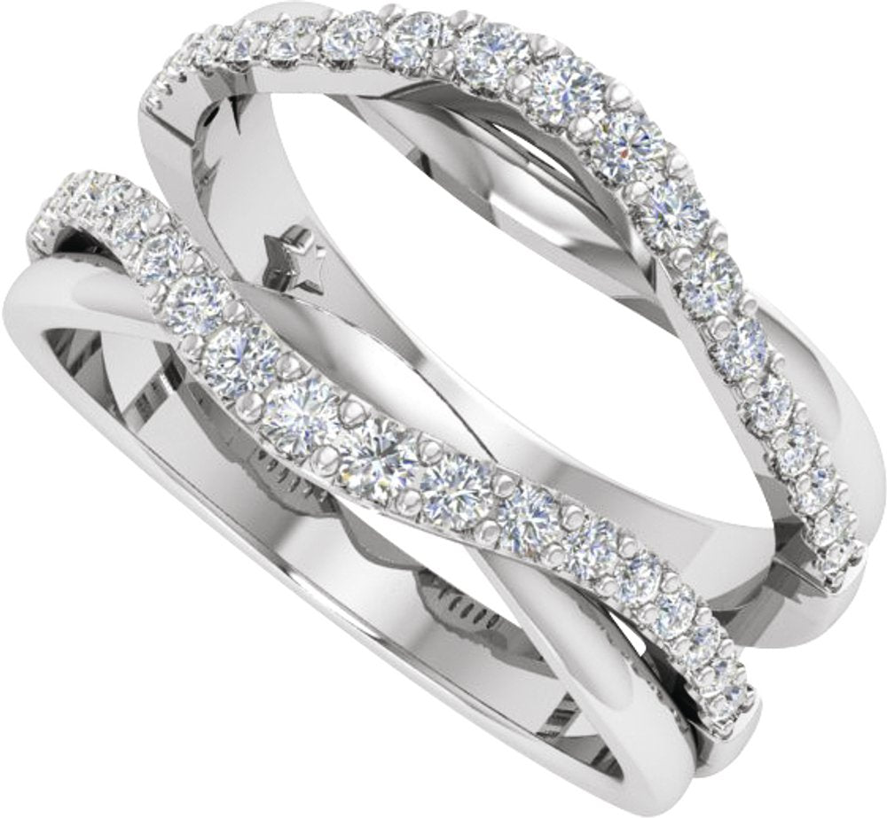 14K White Gold 1/2 CTW Natural Diamond Ring Guard
