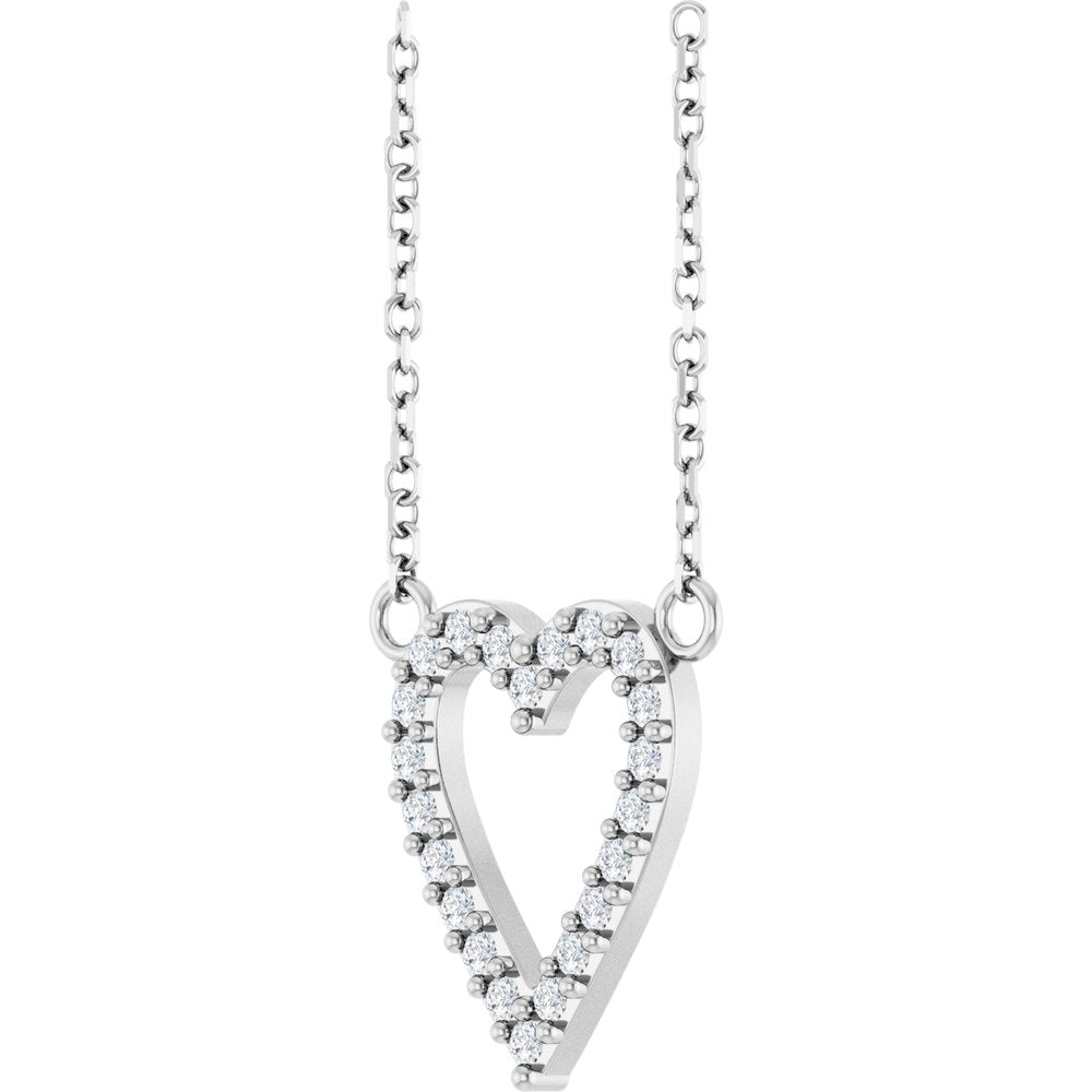 Sterling Silver 1/6 CTW Natural Diamond Heart 18" Necklace