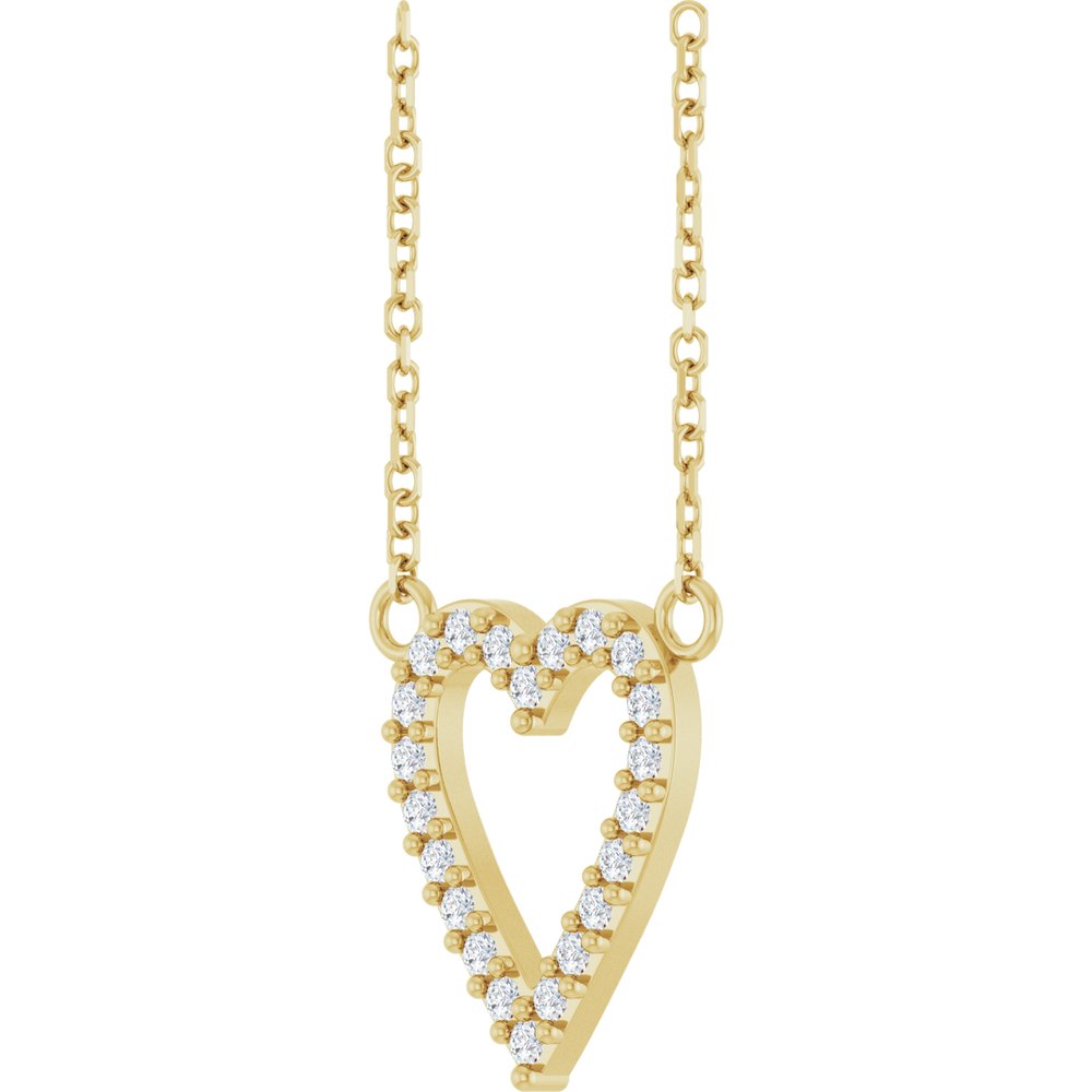 14K Yellow Gold 1/6 CTW Natural Diamond Heart 18" Necklace