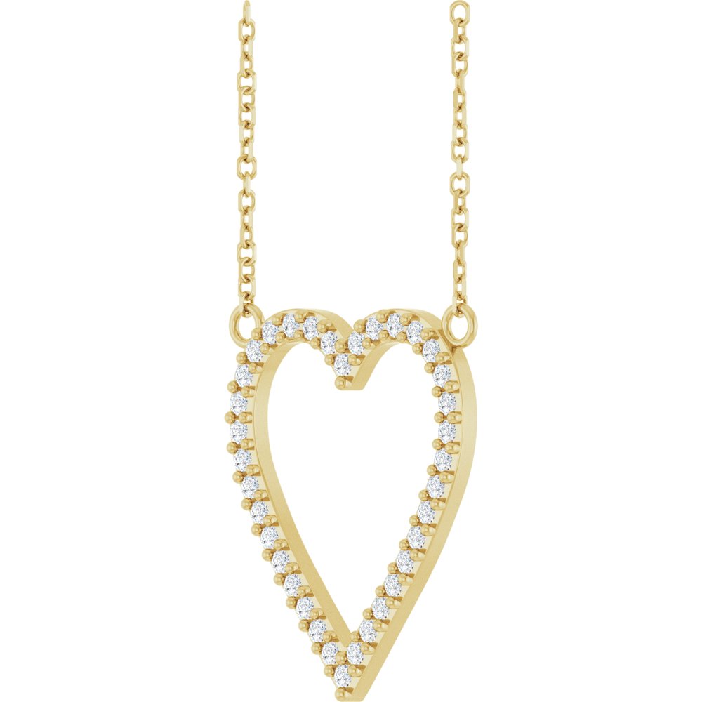 14K Yellow Gold 1/4 CTW Natural Diamond Heart 18" Necklace