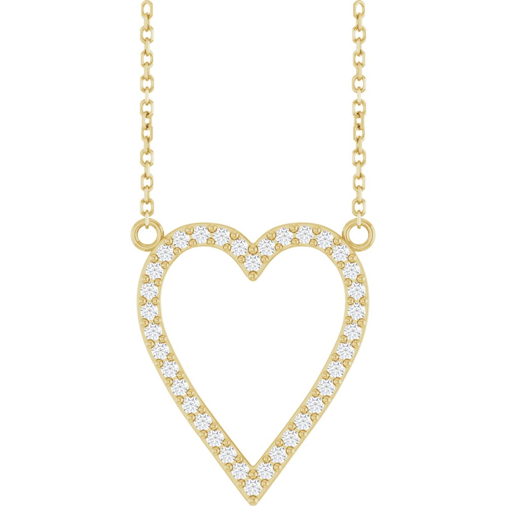 14K Yellow Gold 1/4 CTW Natural Diamond Heart 18" Necklace