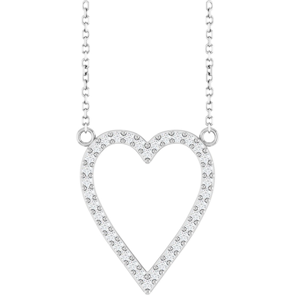 14K White 1/4 CTW Natural Diamond Heart 18" Necklace