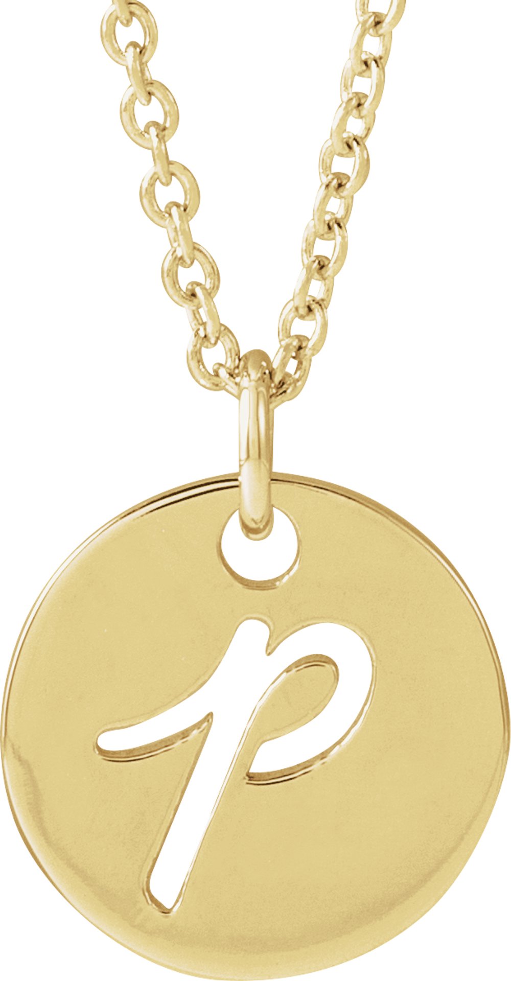 14K Yellow Script Initial P 16-18" Necklace