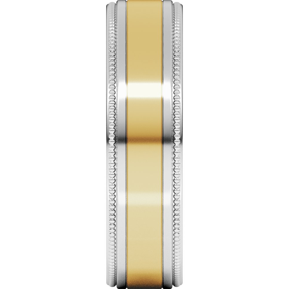 14K White/Yellow 6 mm Milgrain Inlay Flat Band Size 9