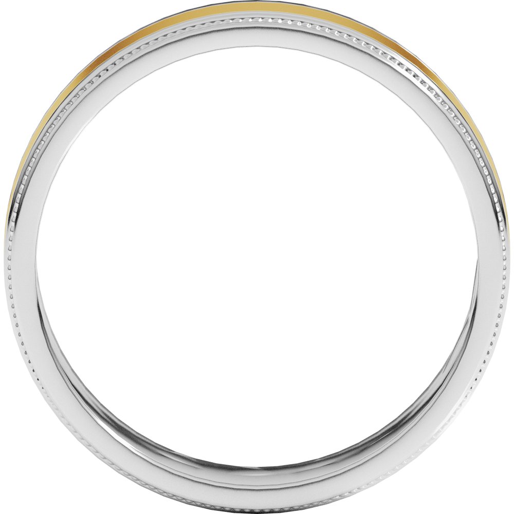 14K White/Yellow 6 mm Milgrain Inlay Flat Band Size 9
