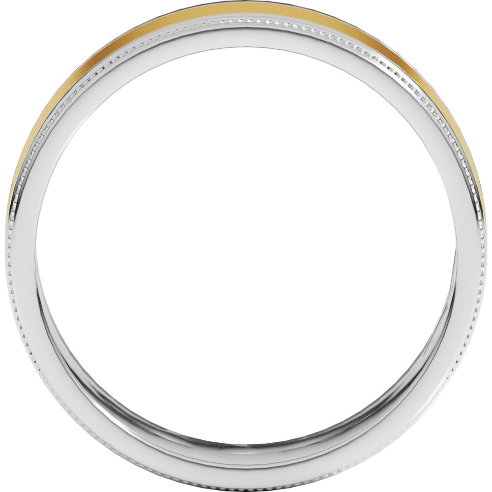 14K White/Yellow 7 mm Milgrain Inlay Flat Band Size 10