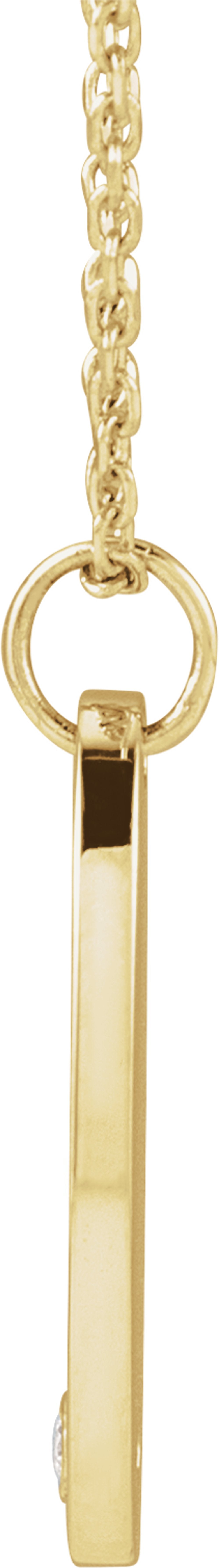 14K Yellow Gold .015 CT Natural Diamond Engravable 16-18" Necklace
