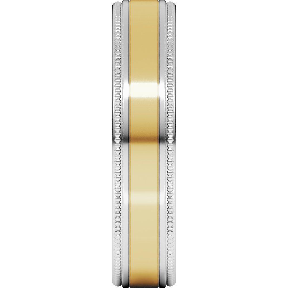 14K White/Yellow 5 mm Milgrain Inlay Flat Band Size 7