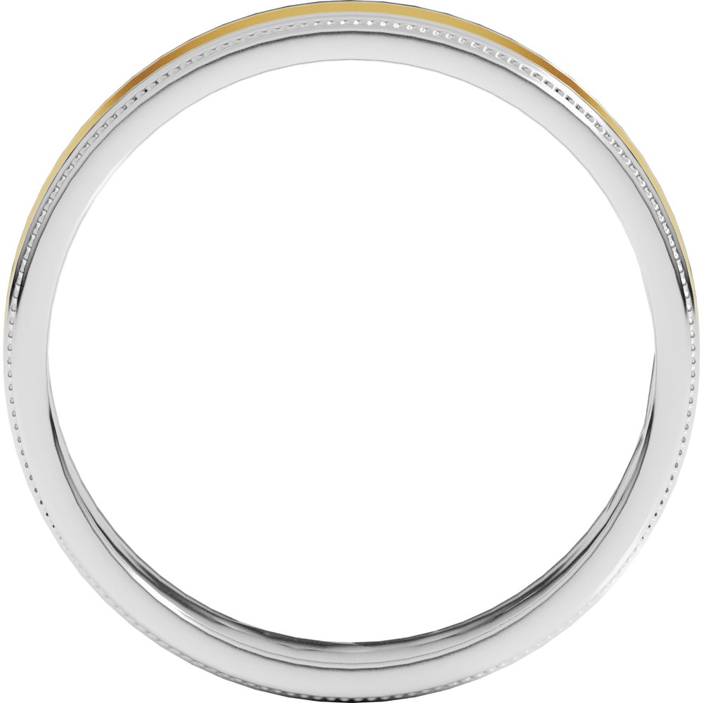 14K White/Yellow 5 mm Milgrain Inlay Flat Band Size 7
