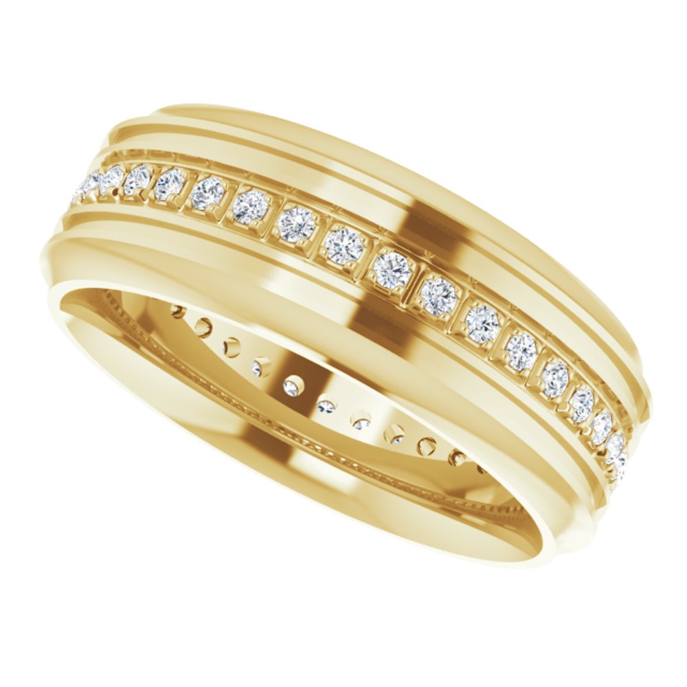 14K Yellow 1/4 CTW Natural Diamond Grooved Band