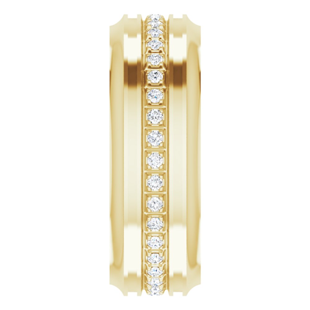 14K Yellow 1/4 CTW Natural Diamond Grooved Band