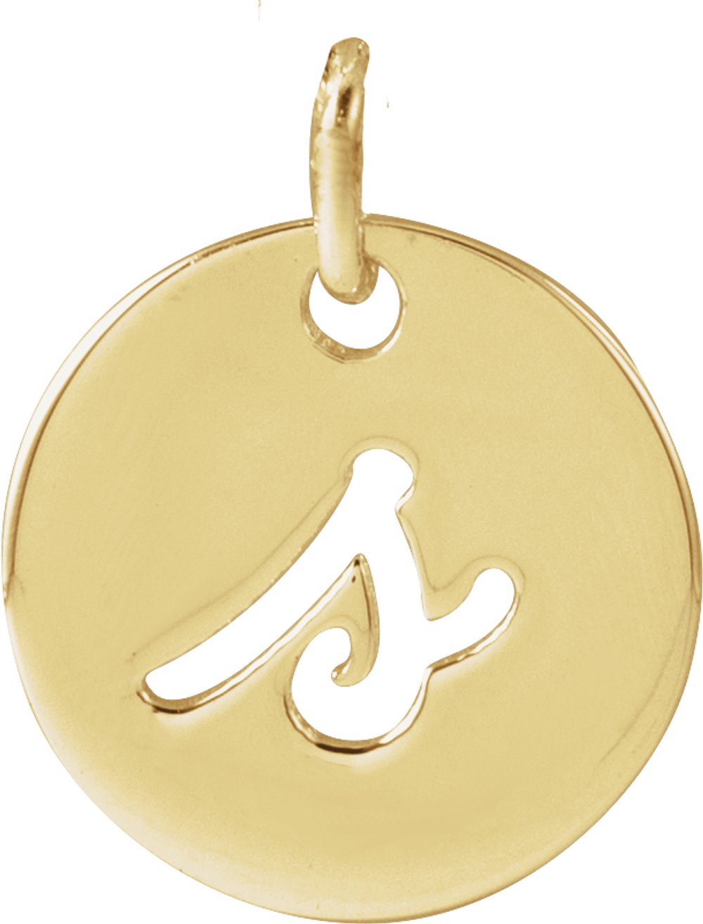 14K Yellow Gold Script Initial S Pendant