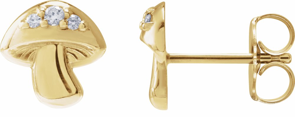14K Yellow Gold .05 CTW Natural Diamond Mushroom Earrings