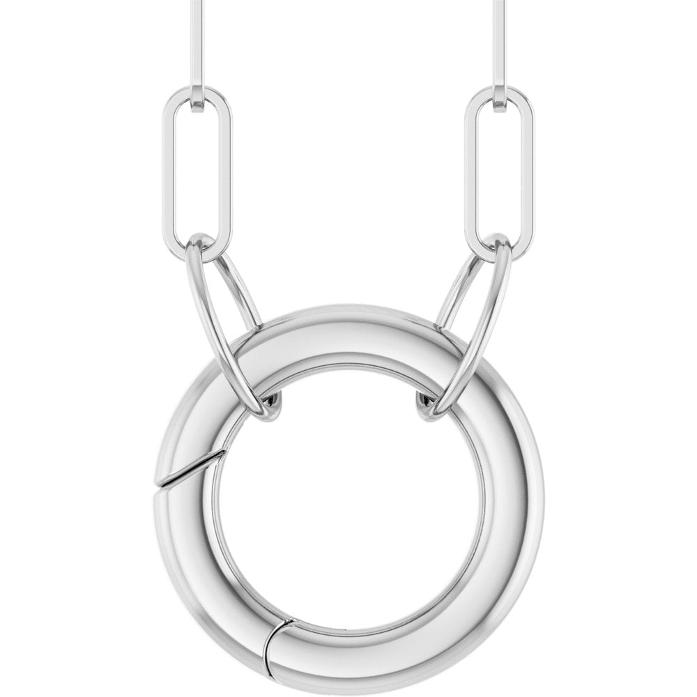 14K White Gold Circle Charm 16" Necklace