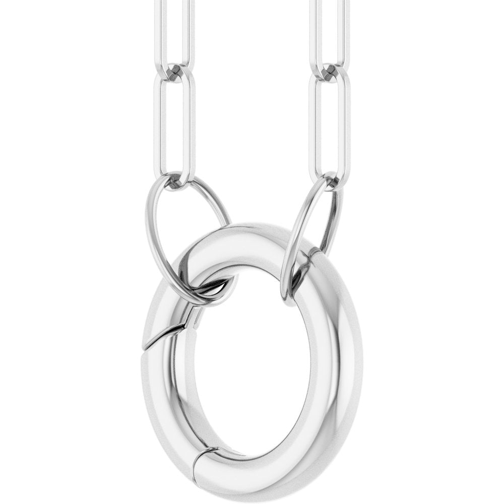 14K White Gold Circle Charm 18" Necklace