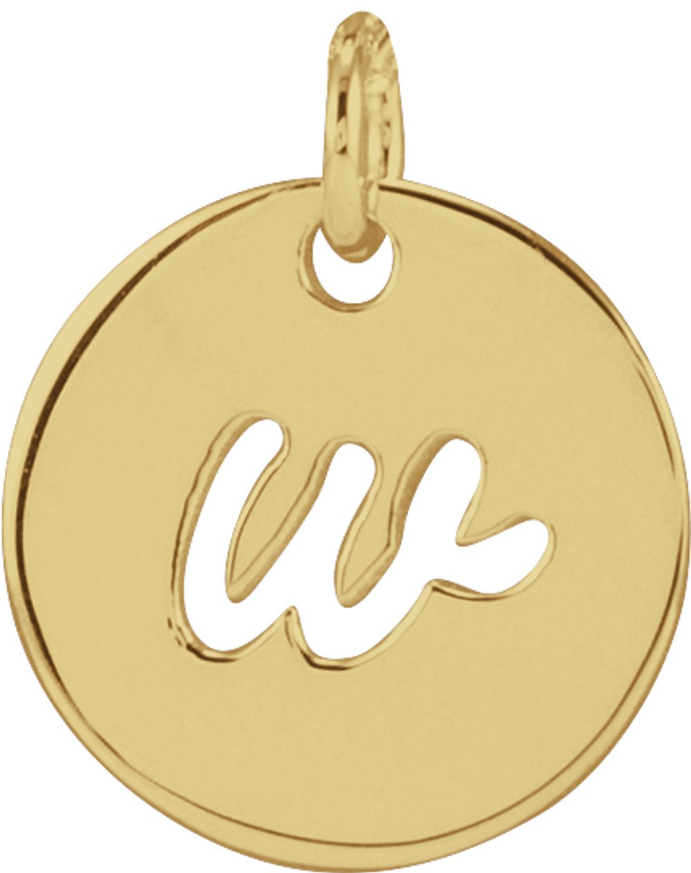 14K Yellow Gold Script Initial W Pendant