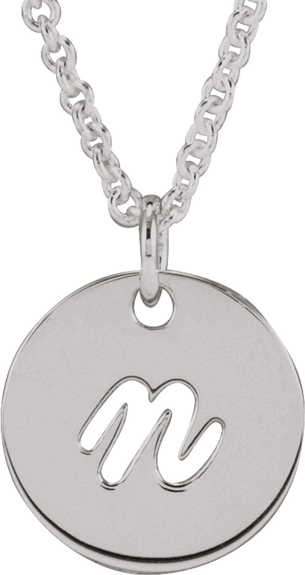 Sterling Silver Script Initial N 16-18" Necklace
