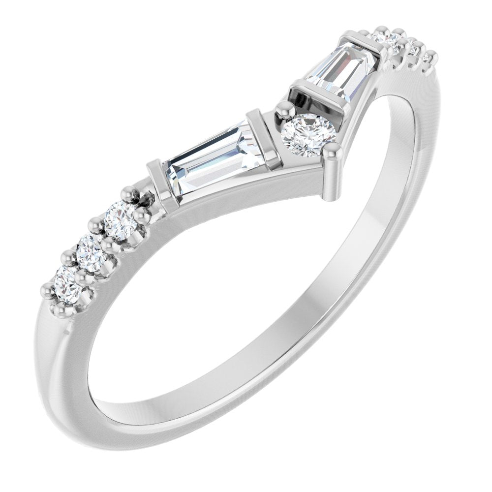 14K White Gold 1/4 CTW Natural Diamond Contour Band