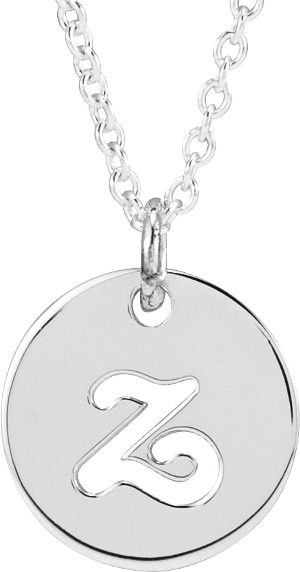 Sterling Silver Script Initial Z 16-18" Necklace
