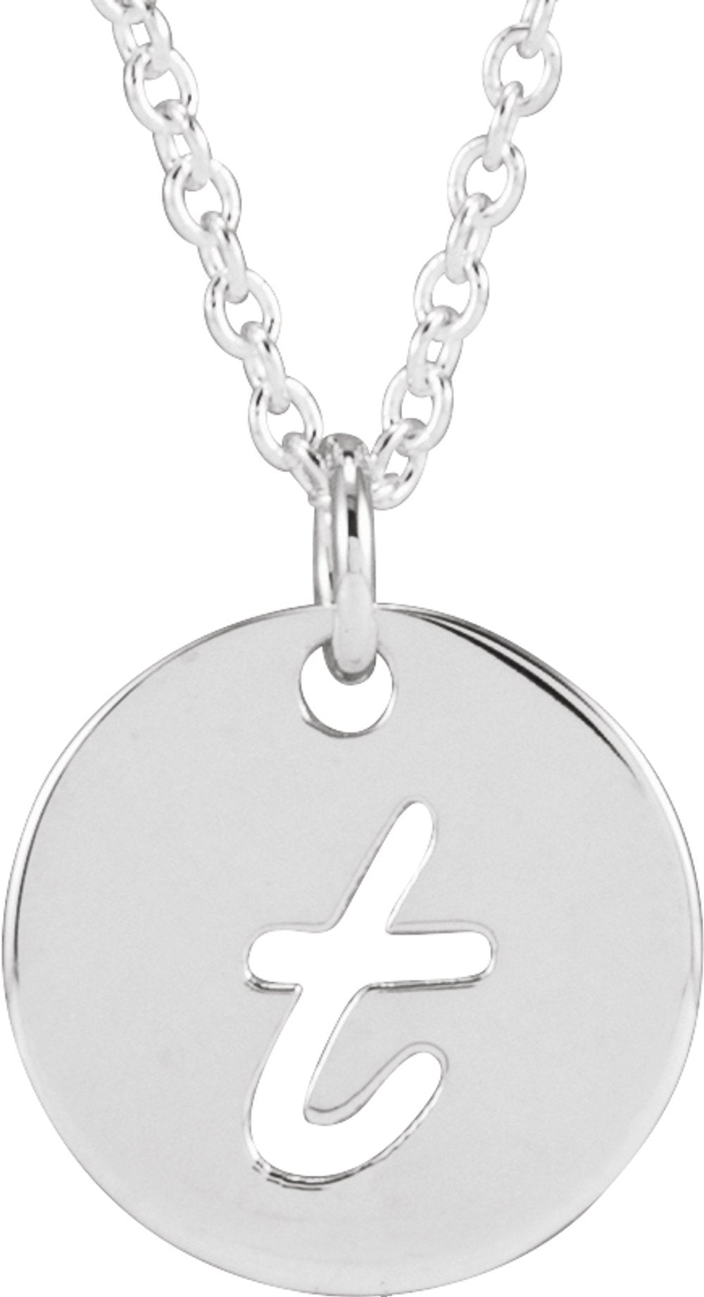 Sterling Silver Script Initial T 16-18" Necklace